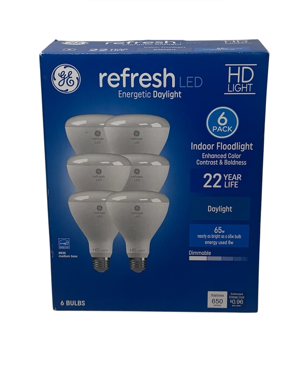 GE Refresh HD LED BR30 Indoor Floodlight 65W Equivalent Daylight Dimmable 6 Pk